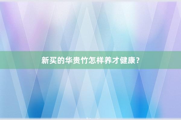 新买的华贵竹怎样养才健康？